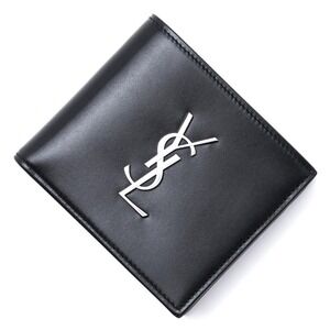 Saint Laurent Black Bi fold Wallet Coin Purse